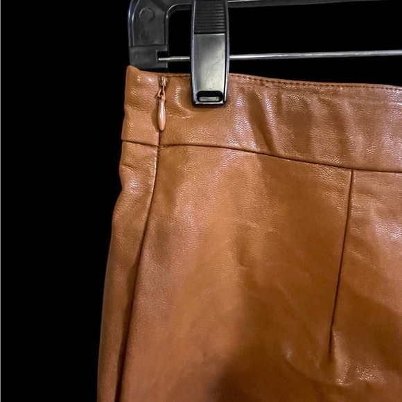 Iris Tan Faux Leather Wrap Mini Skort - Picture 5 of 6